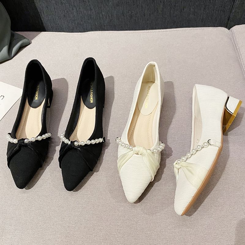 Faux Toe Pearl Pumps Pointed