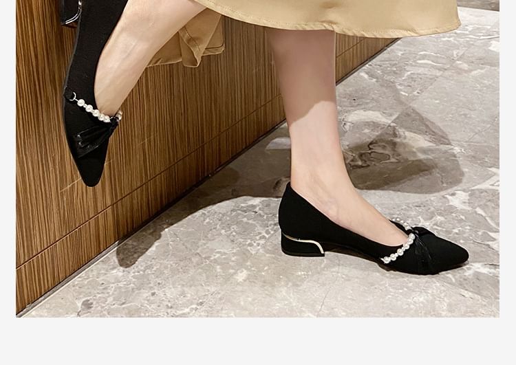Faux Toe Pearl Pumps Pointed
