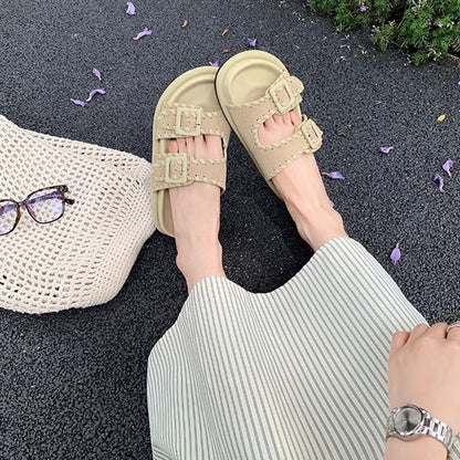 Buckled Sandals Platform Slide