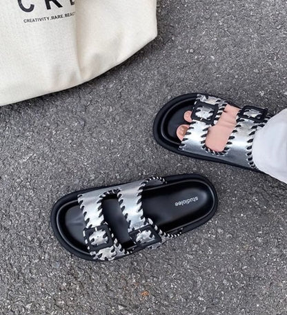 Buckled Sandals Platform Slide