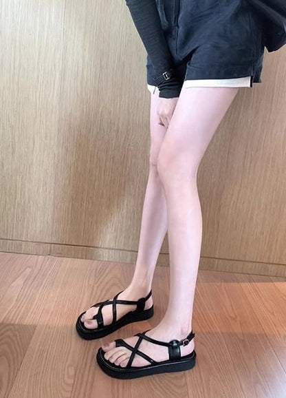 Cross Criss Platform Toe Loop Sandals