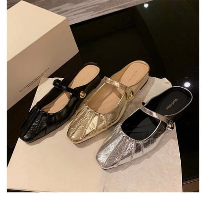 Mules Shoes Toe Square Mary Jane /