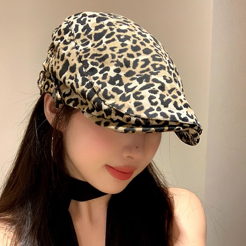 Flat Cap Print Leopard