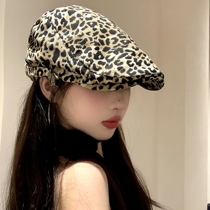 Flat Cap Print Leopard