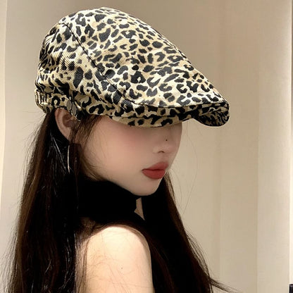 Flat Cap Print Leopard