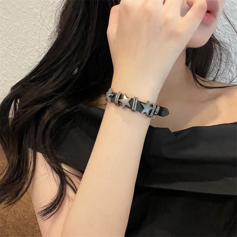 Leather Star Bracelet Faux