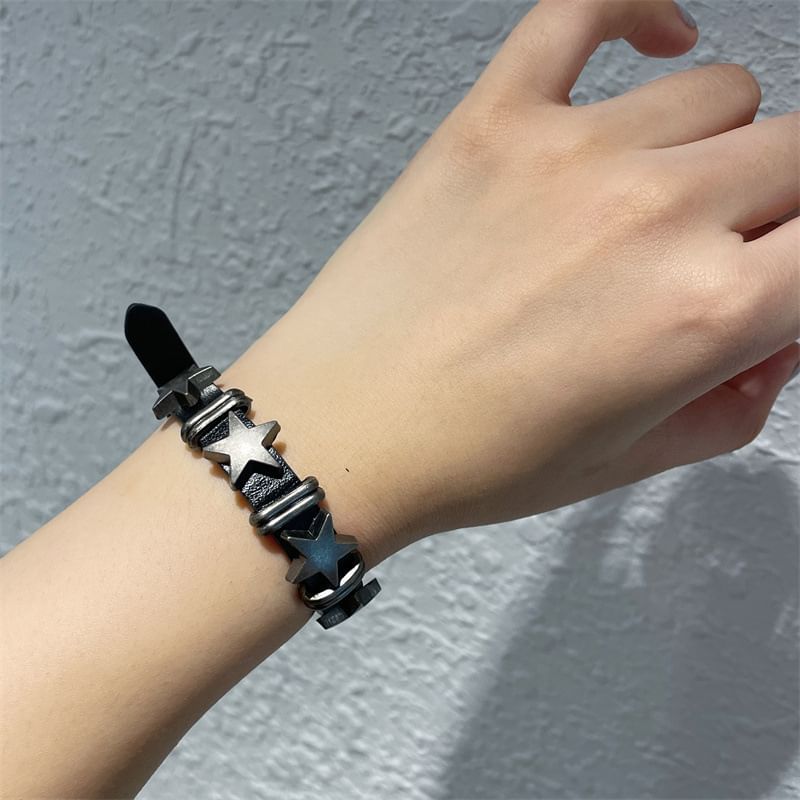 Leather Star Bracelet Faux