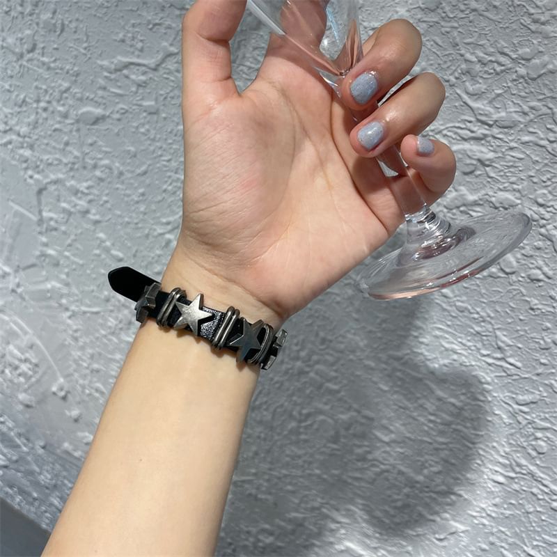 Leather Star Bracelet Faux