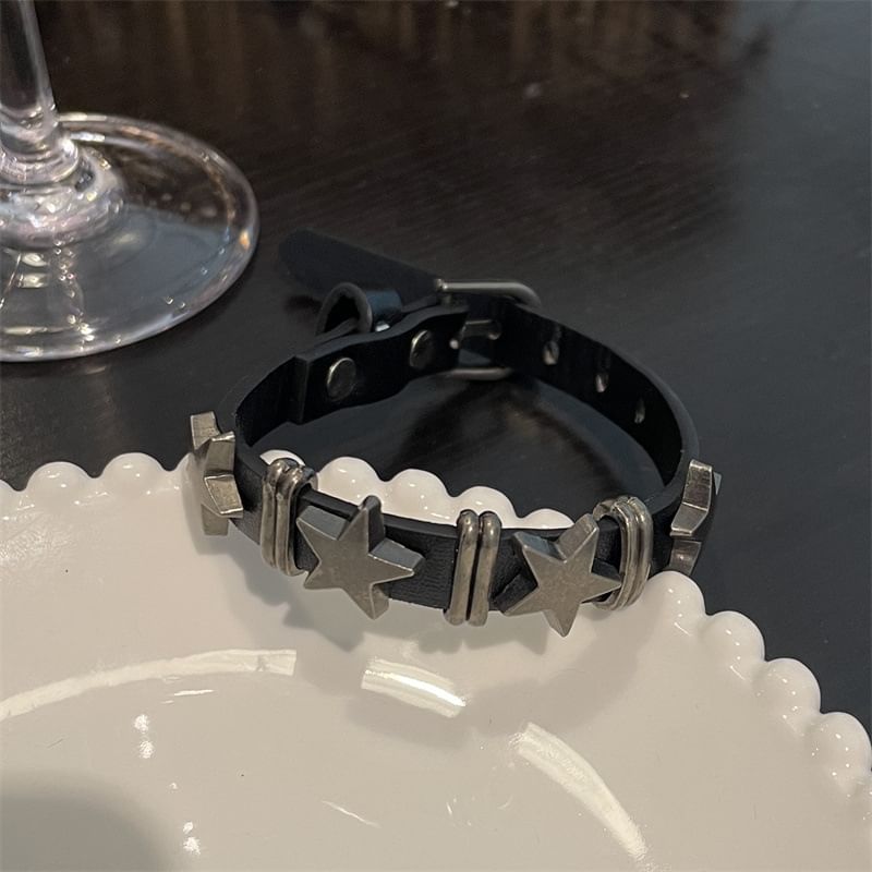 Leather Star Bracelet Faux