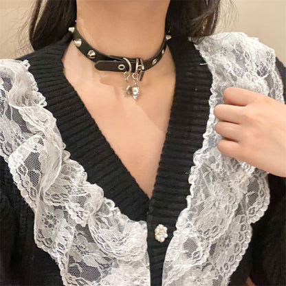 Faux Leather Studded Choker