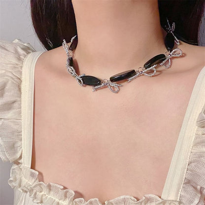 / Beaded Earring Bow Necklace Drop