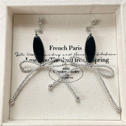 / Beaded Earring Bow Necklace Drop