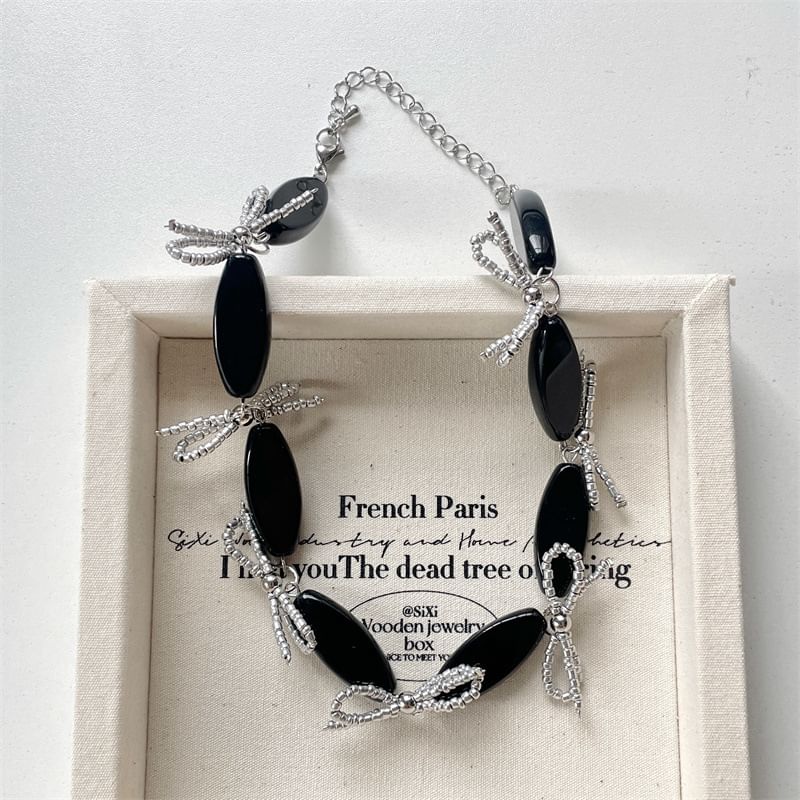 / Beaded Earring Bow Necklace Drop