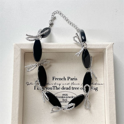 / Beaded Earring Bow Necklace Drop