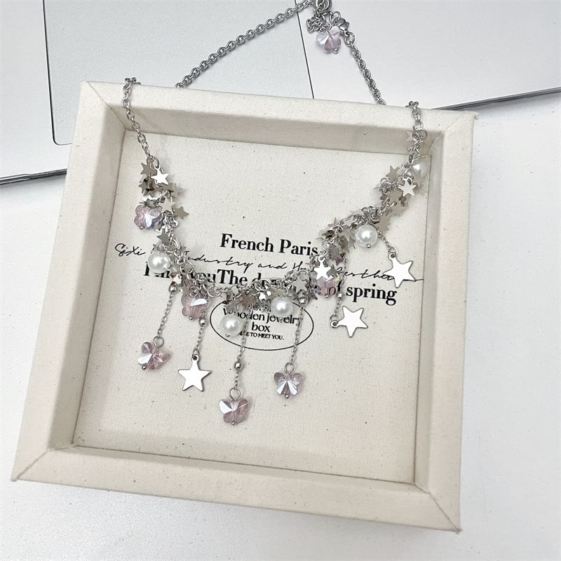 Necklace Faux Pearl Beaded Star