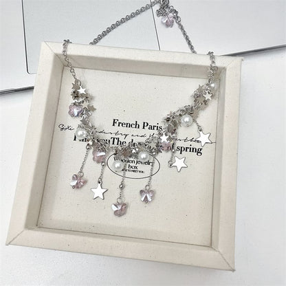 Necklace Faux Pearl Beaded Star