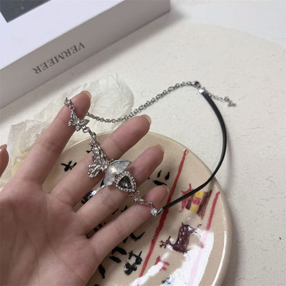 Rhinestone Earring Necklace Butterfly / Drop