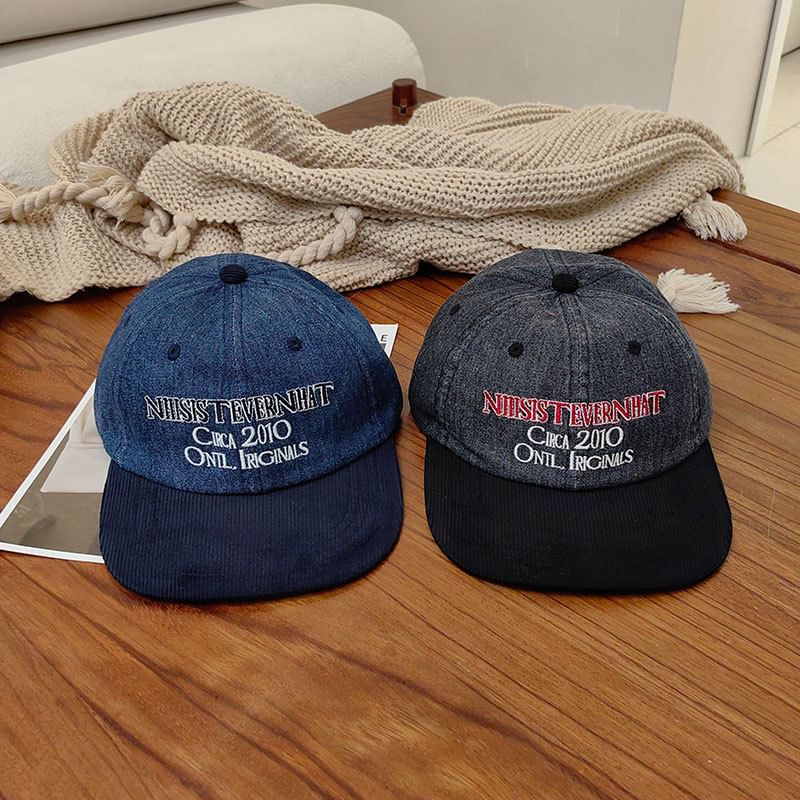 Corduroy Cap Embroidered Lettering