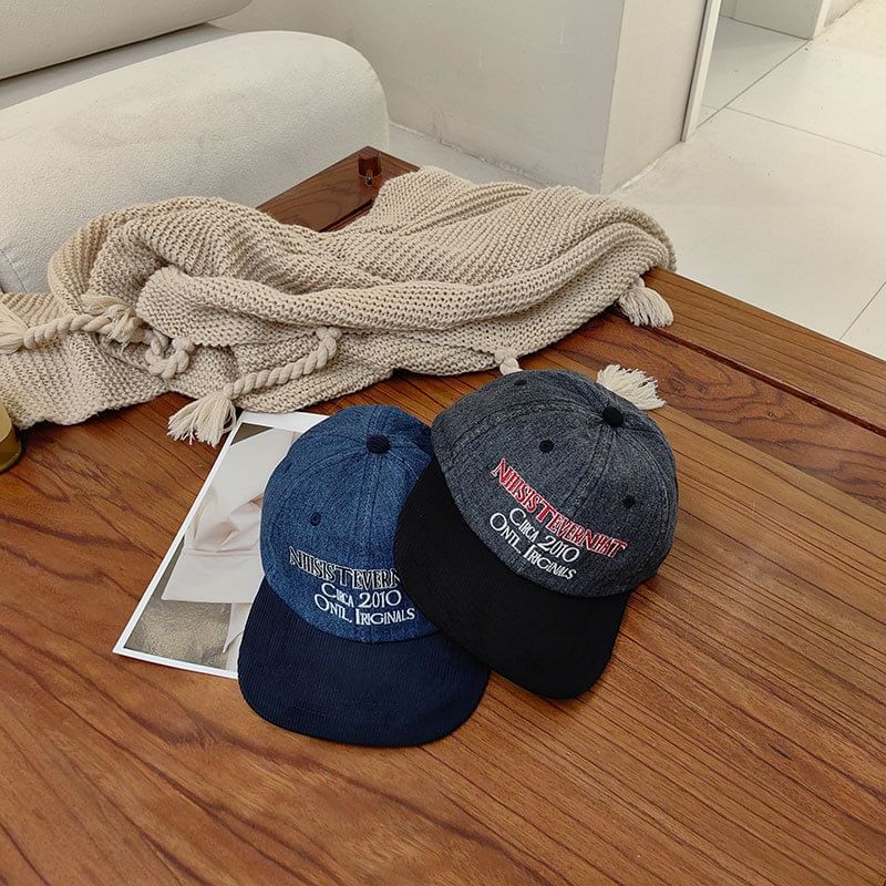 Corduroy Cap Embroidered Lettering