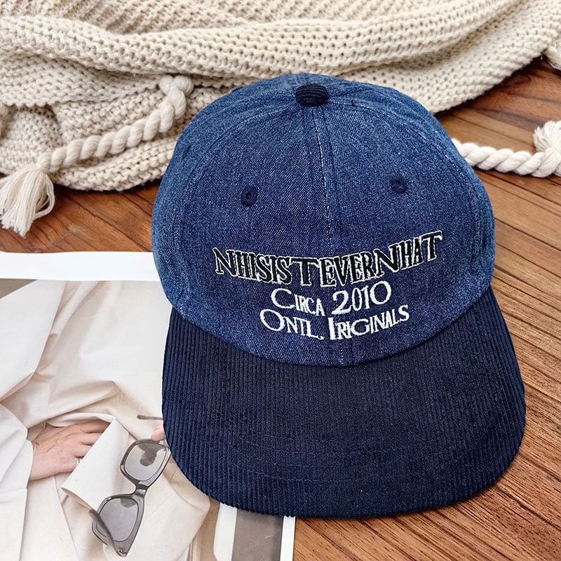 Corduroy Cap Embroidered Lettering