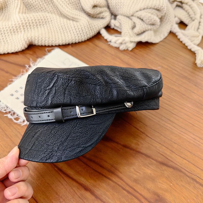 Belt Faux Cap Military Leather
