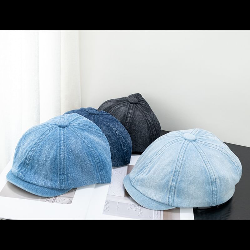 Brim Short Newsboy Denim Cap