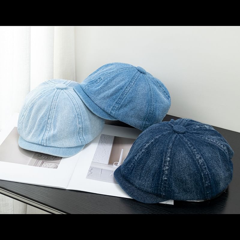 Brim Short Newsboy Denim Cap