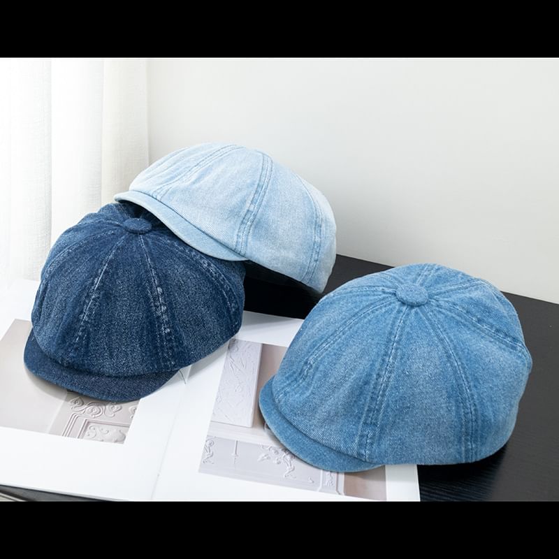 Brim Short Newsboy Denim Cap