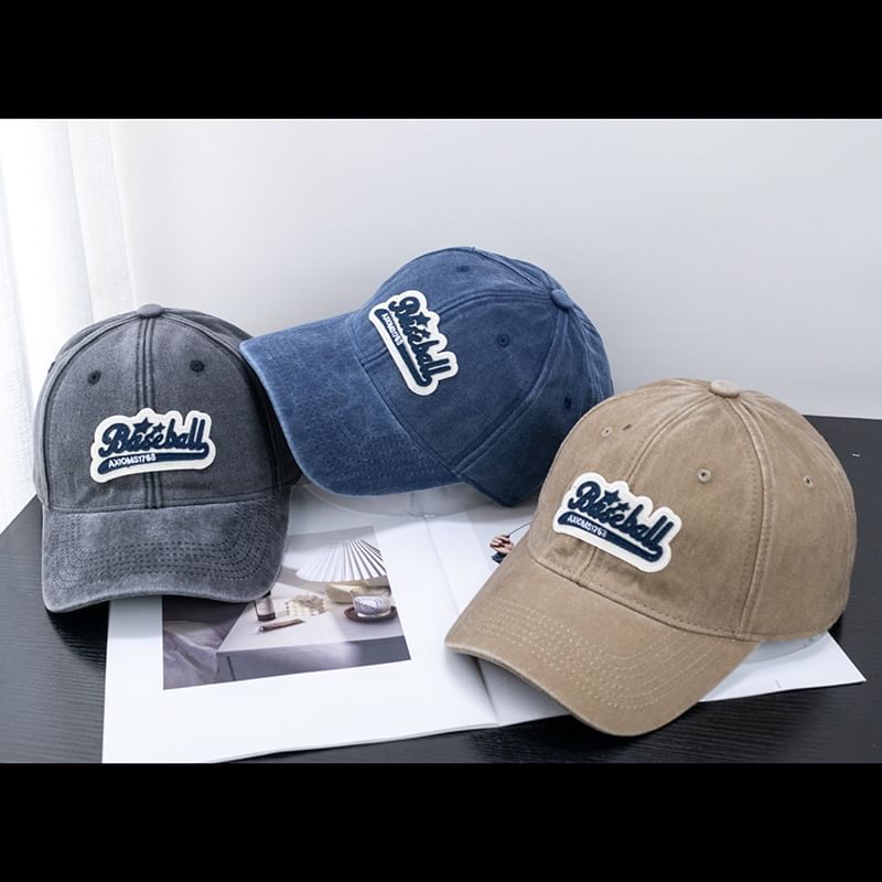 Brim Cotton Embroidered Washed Cap Baseball Vintage Curved