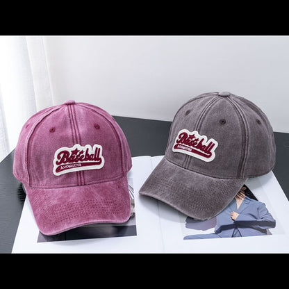 Brim Cotton Embroidered Washed Cap Baseball Vintage Curved
