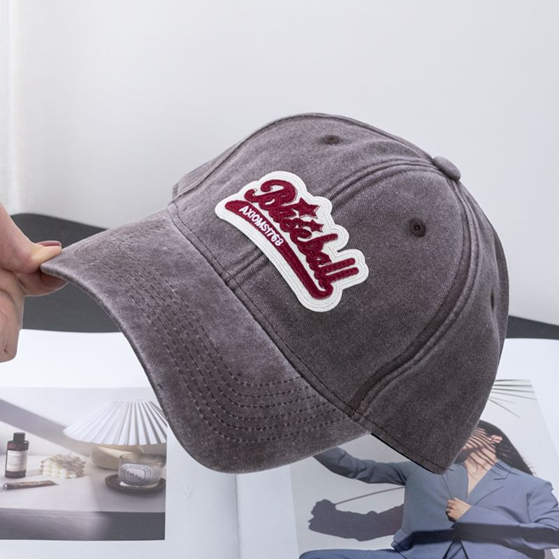 Brim Cotton Embroidered Washed Cap Baseball Vintage Curved