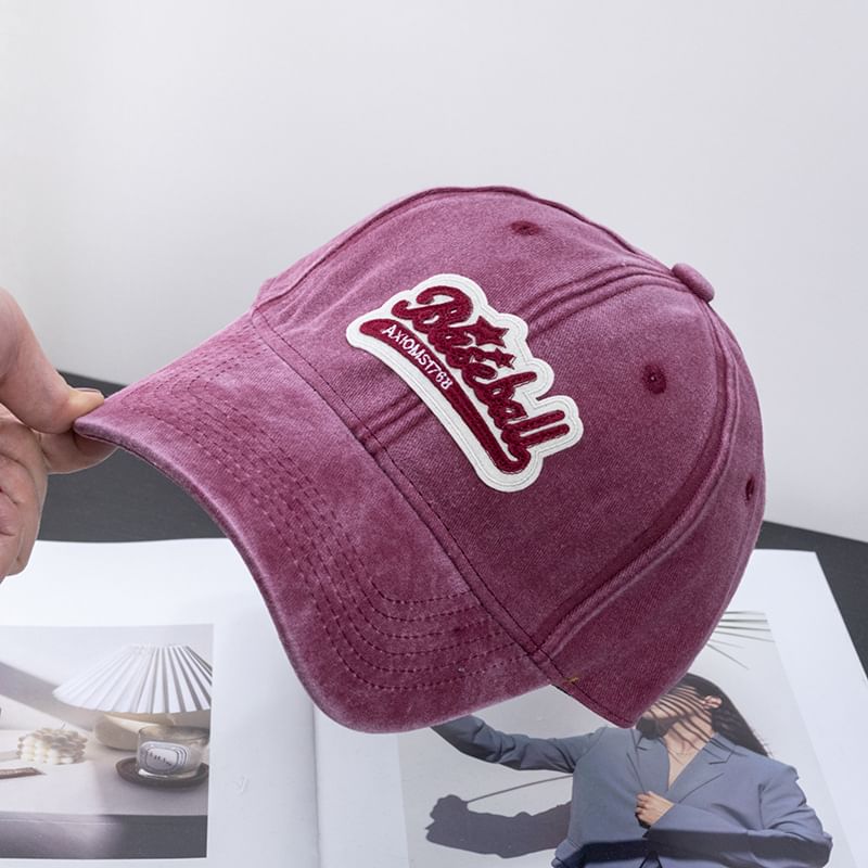 Brim Cotton Embroidered Washed Cap Baseball Vintage Curved