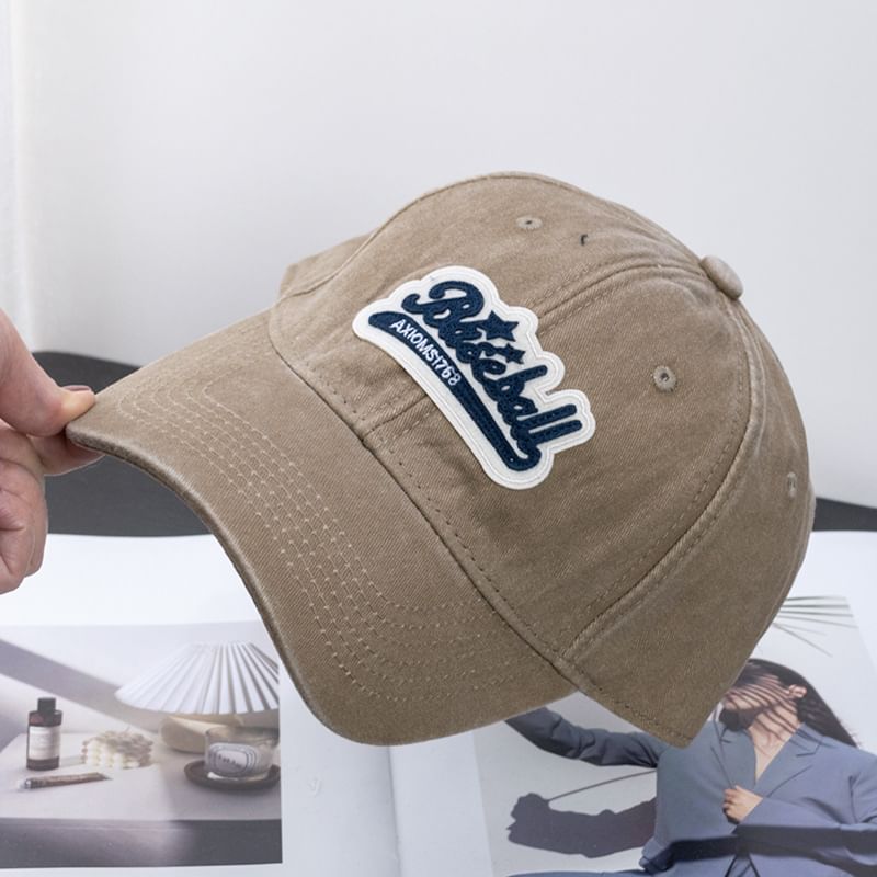 Brim Cotton Embroidered Washed Cap Baseball Vintage Curved