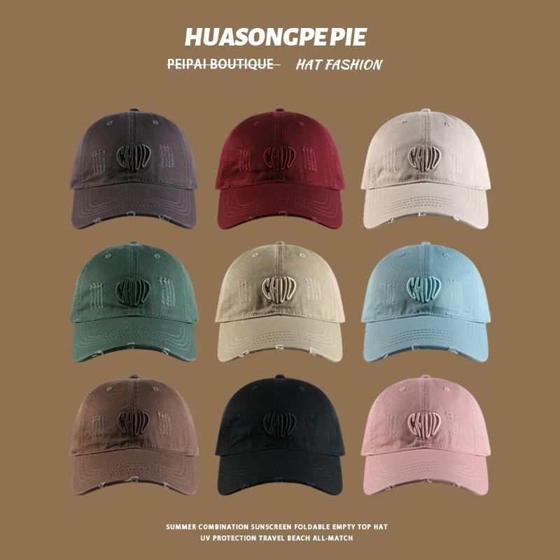 Cap Distressed Baseball Embroidered Letter