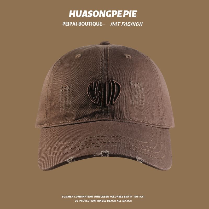 Cap Distressed Baseball Embroidered Letter