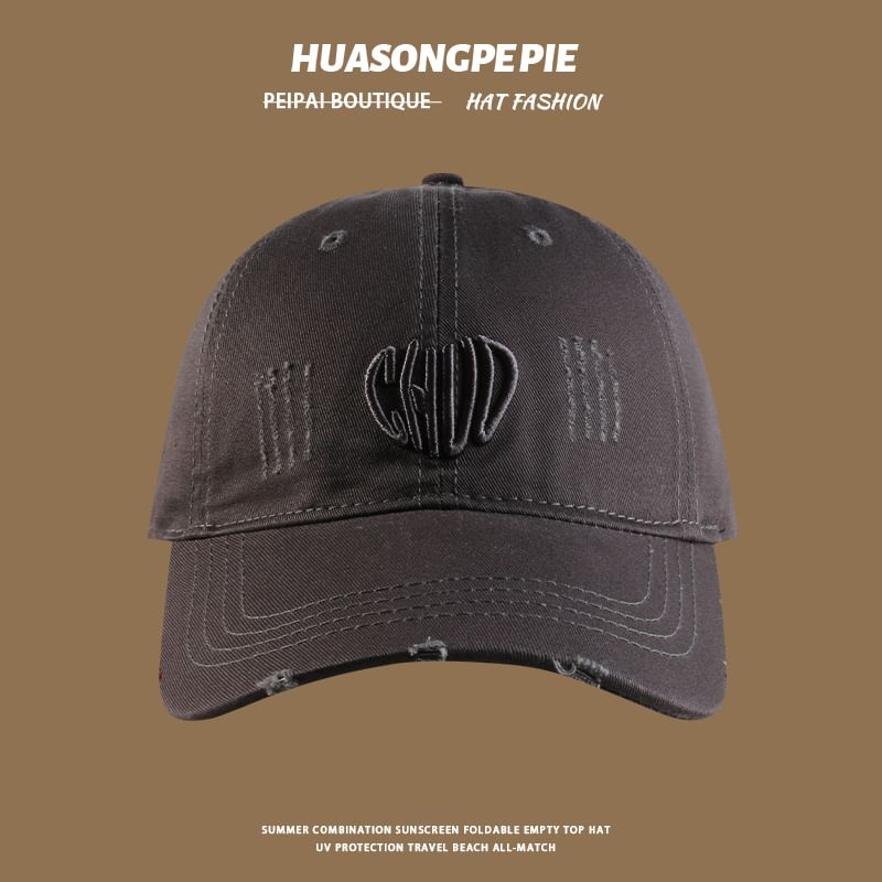 Cap Distressed Baseball Embroidered Letter