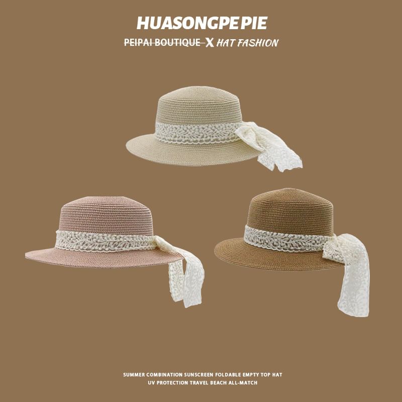 Trim Straw Lace Boater Hat