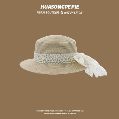 Trim Straw Lace Boater Hat