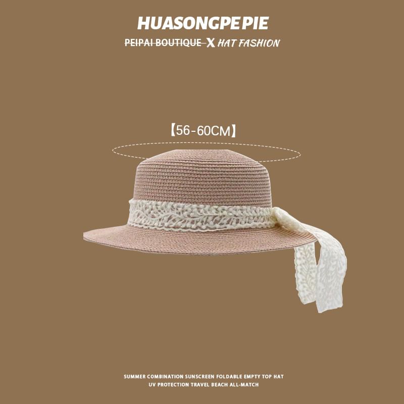 Trim Straw Lace Boater Hat