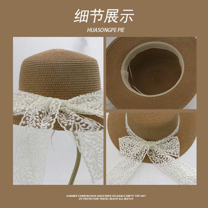 Trim Straw Lace Boater Hat