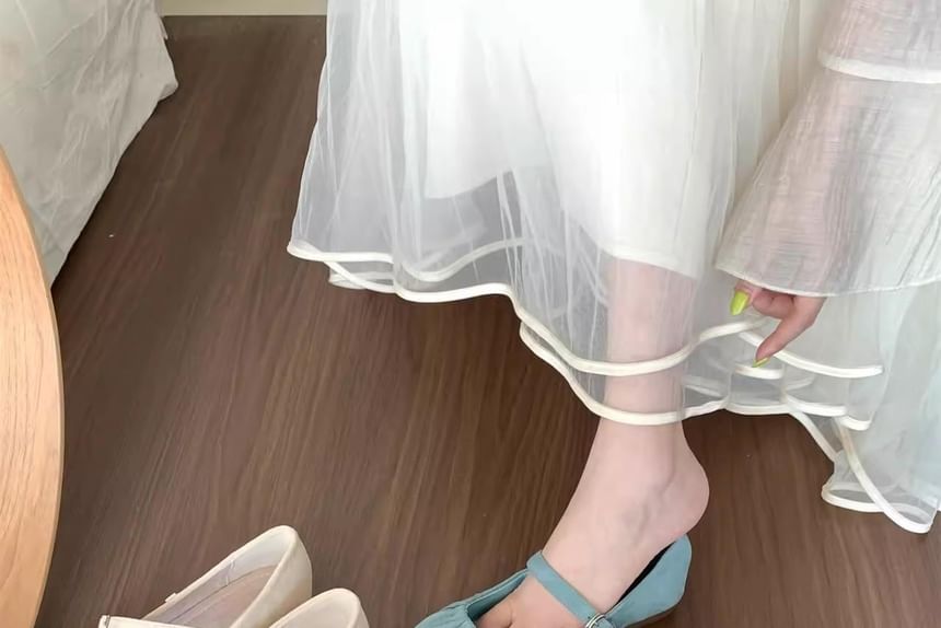 Sample Plain Ruched Faux Suede Mary Jane Flats