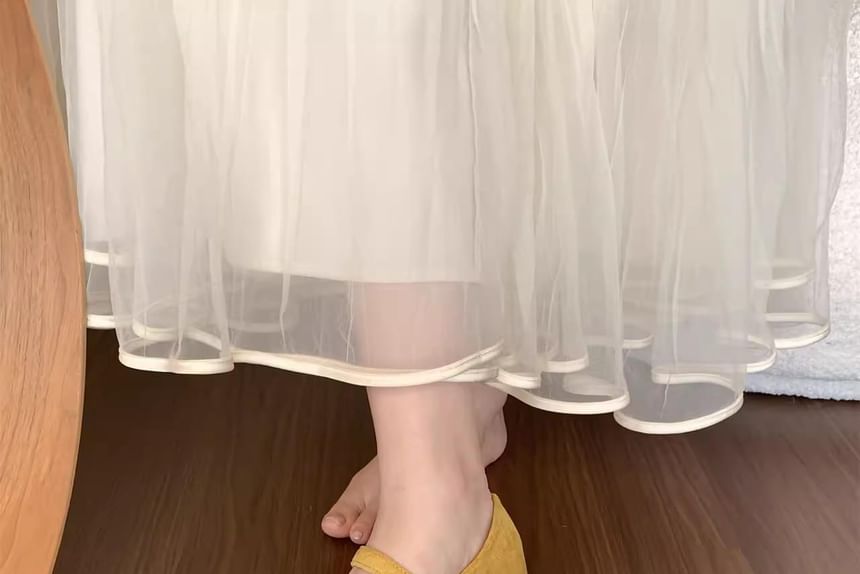 Sample Plain Ruched Faux Suede Mary Jane Flats