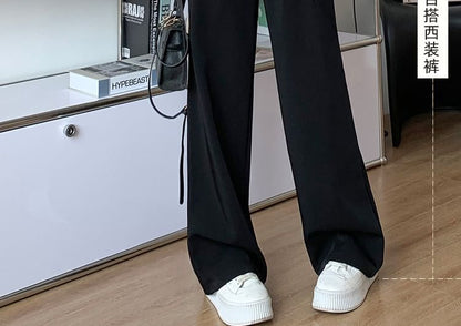 Wide High Waist Leg Pants Pleated Striped Suit