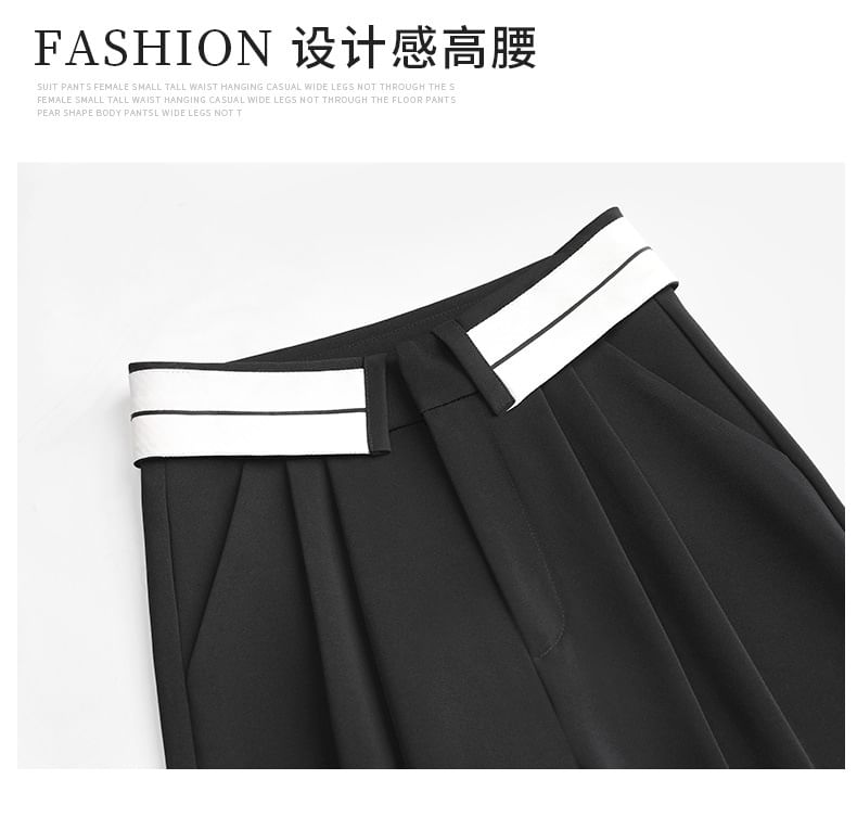Wide High Waist Leg Pants Pleated Striped Suit
