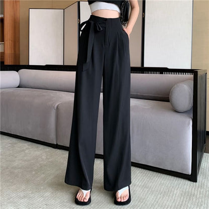 Tie-Up Pants Wide Leg Dress Plain High Waist