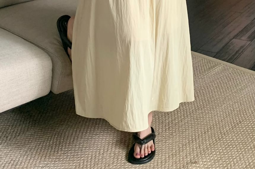 Maxi A-Line Skirt Elastic Waist Plain
