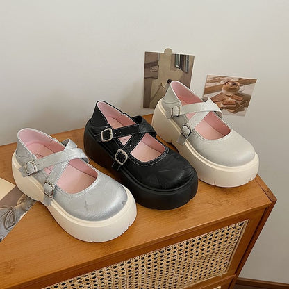 Mary Platform Jane Shoes Strap Cross