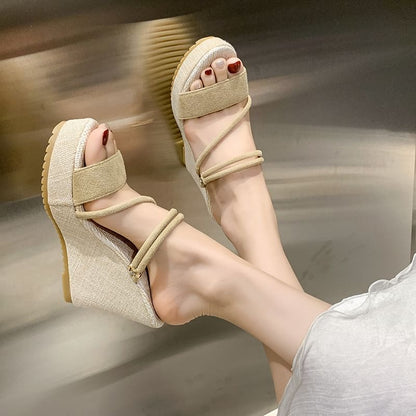 Platform Slide Wedge Sandals Strappy