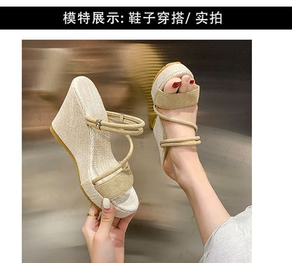 Platform Slide Wedge Sandals Strappy