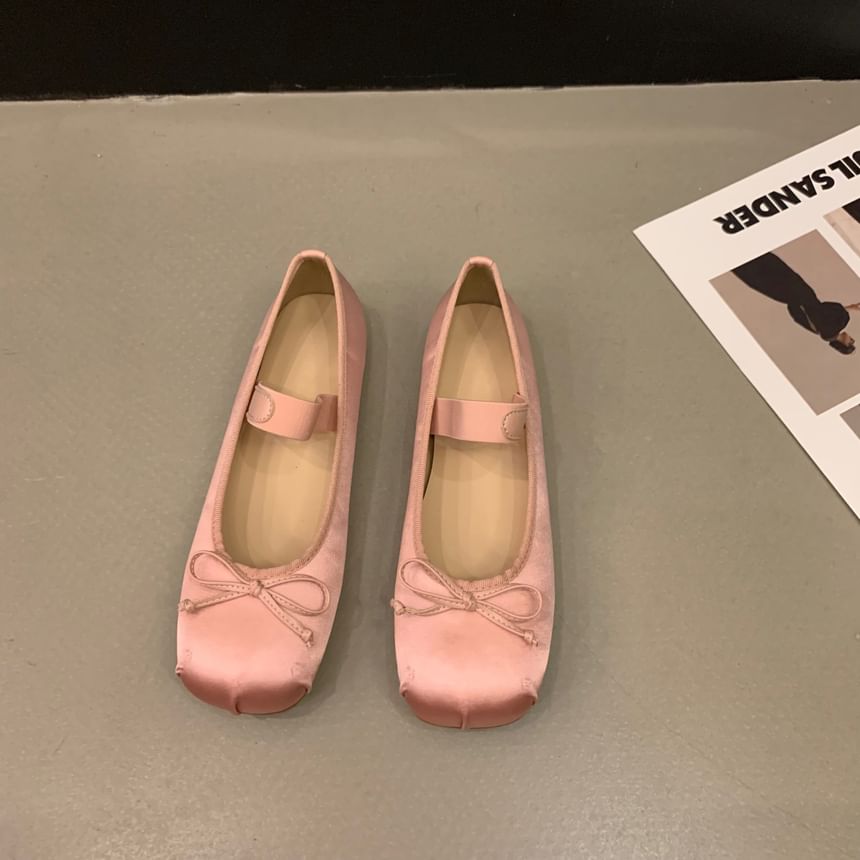 Jane Flats Toe Bow Mary Square